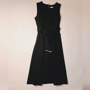 Hunter Green sleeveless Calvin Klein dress with gold hardware